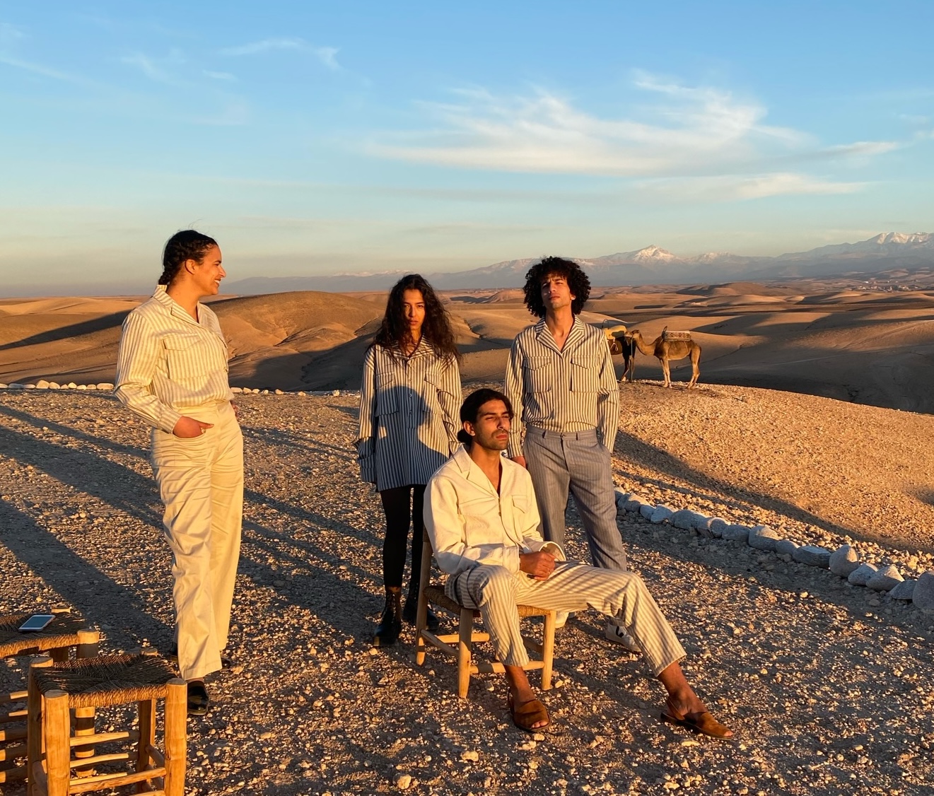 The crew at golden hour in Agafay