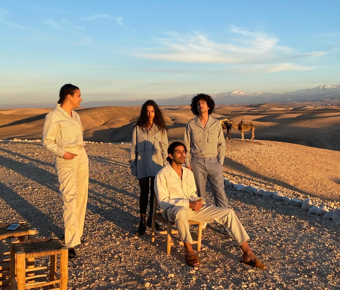 The crew at golden hour in Agafay